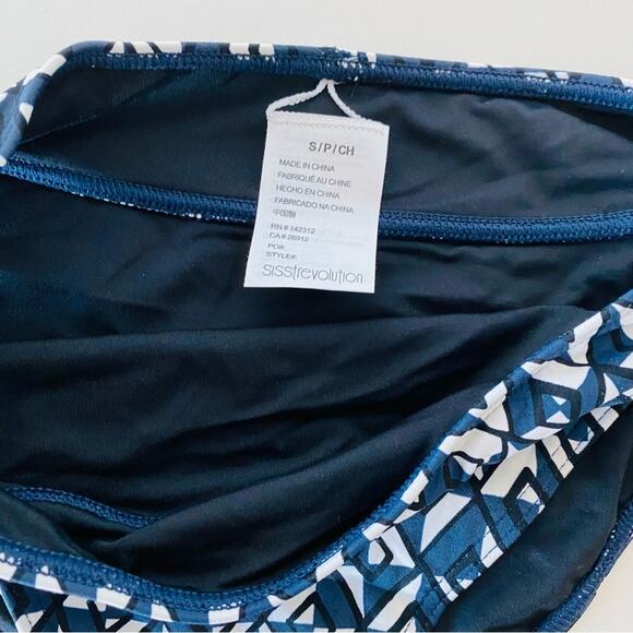 NEW SISSTREVOLUTION ANTHROPOLOGIE Black White Navy Ruffle Top High Rise Bikini S - Picture 9 of 9